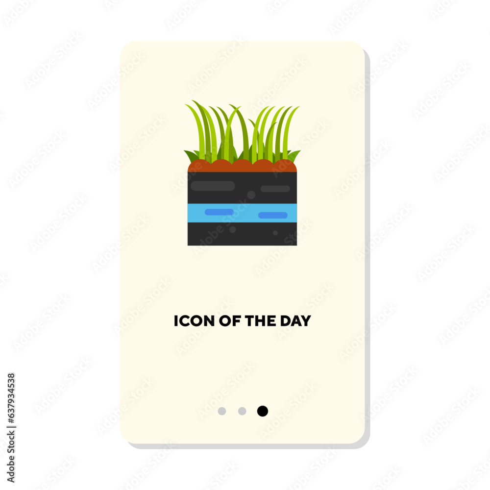Grass or plant growing in pot flat icon. Vertical sign or vector illustration of plant or home garden element. Gardening, growth, nature, houseplants concept for web design and apps Grass or plant growing in pot flat icon. Vertical sign or vector illustration of plant or home garden element. Gardening, growth, nature, houseplants concept for web design and apps