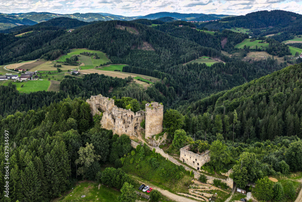 Obraz premium Burgruine Prandegg im Mühlviertel