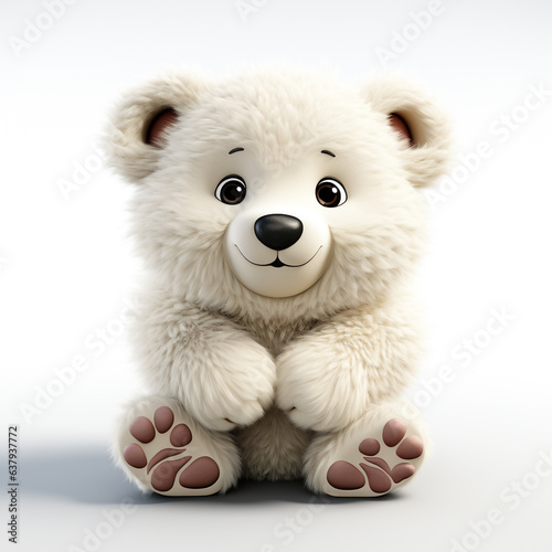 A cute 3d cartoon white bear