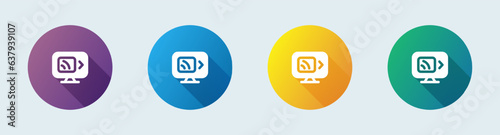 Screen mirroring solid icon in flat design style. Wireless display signs vector illustration.