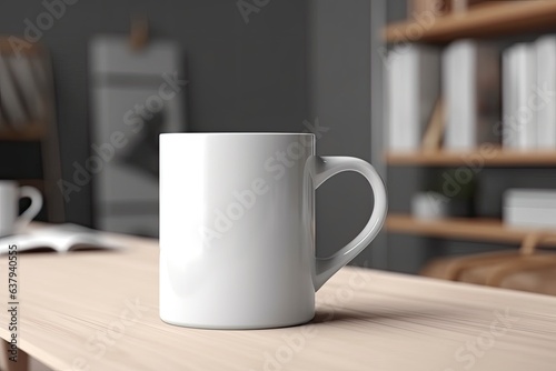 White blank mug mockup photo realistic illustration - Generative AI.