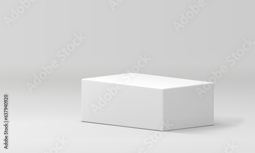 3d podium white rectangular platform mock up for cosmetic product show presentation realistic vector