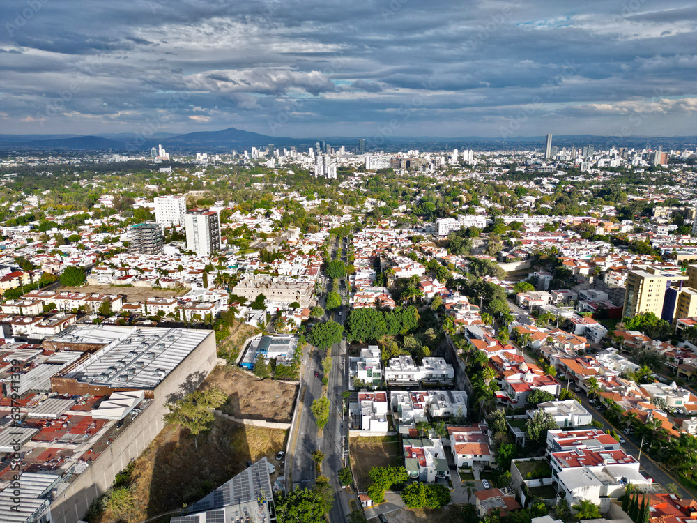 l Panoramic View: of Jardines Universidad Neighborhood in Zapopan, Aerial Drone