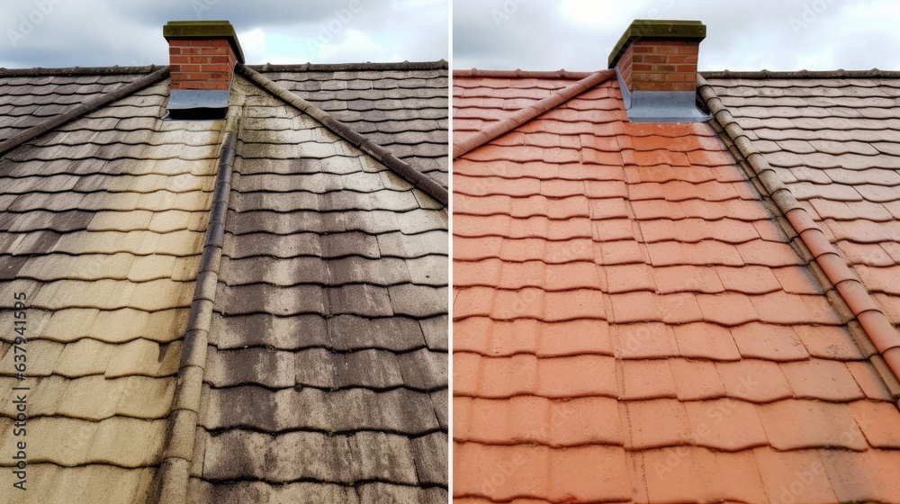 Fototapeta premium Before and after roof maintenance