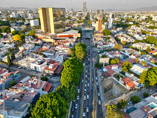 Panoramic View of Lopez Mateos Avenue with Distant Glorieta Minerva - Horizontal