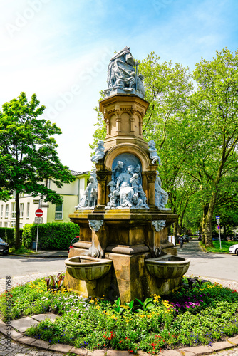 Fairy tale fountain in the zoo district of the city of Wuppertal. Historical monument. photo