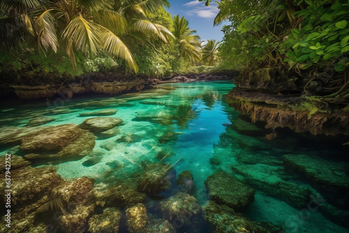 Tropical forest in the lagoon