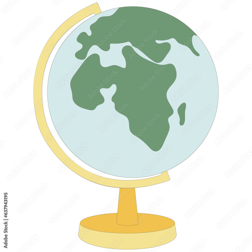 Globe on a white background. School element. Geography subject. Vector illustration. Globe on a white background. School element. Geography subject. Vector illustration.