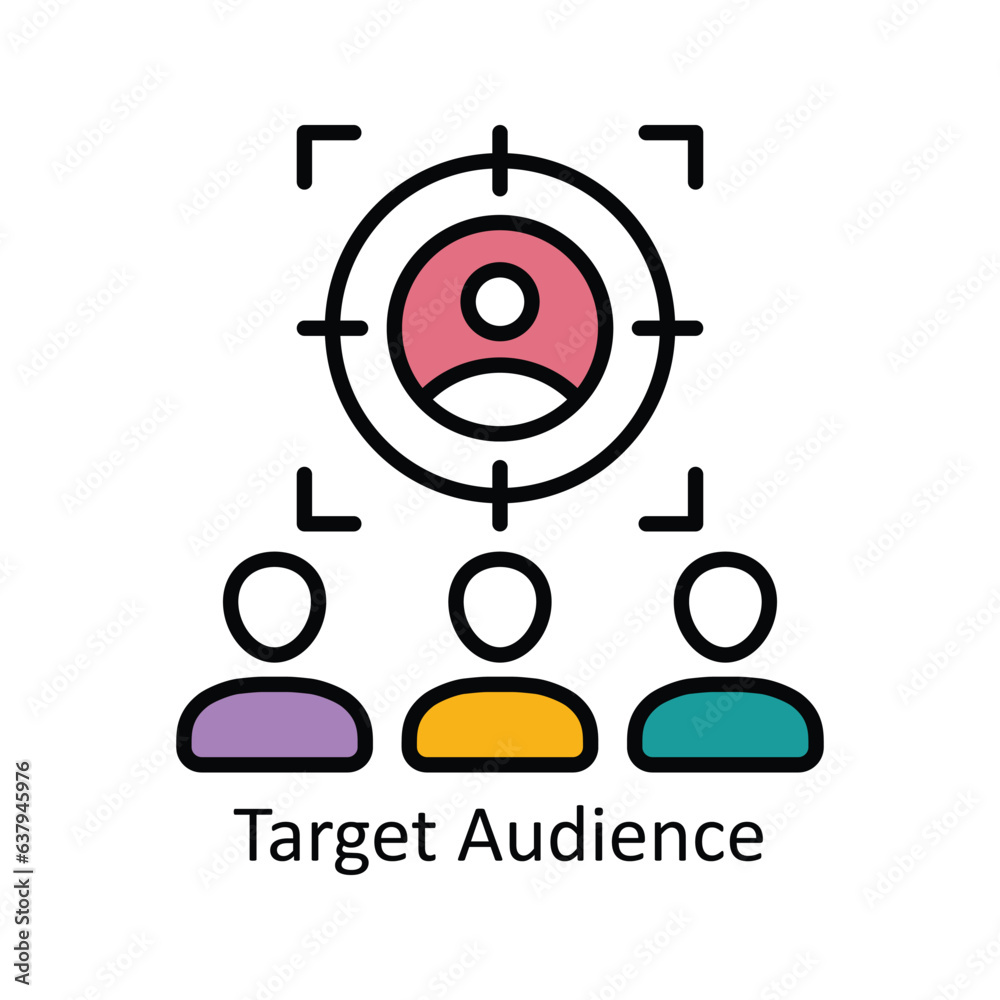 Target Audience Filled Outline Icon Design illustration. Product Management Symbol on White background EPS 10 File