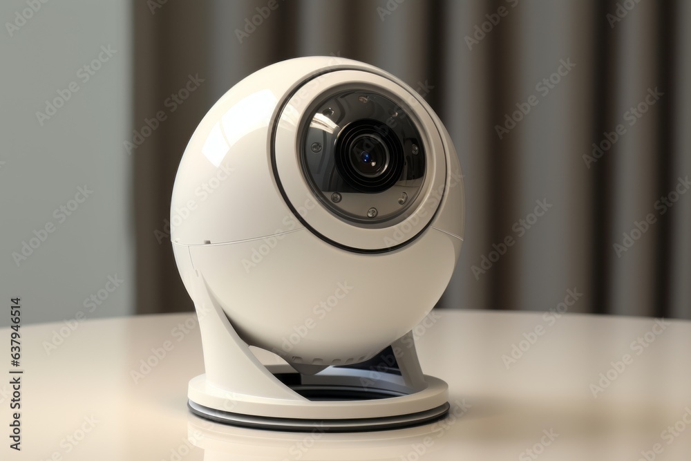 Home security camera in spherical shape. Beautiful illustration picture. Generative AI Home security camera in spherical shape. Beautiful illustration picture. Generative AI