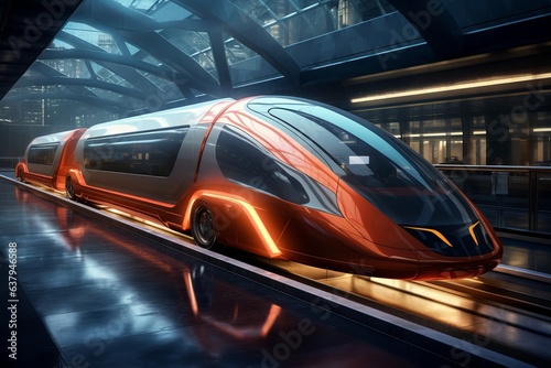Hypermodern futuristic train. Beautiful illustration picture. Generative AI