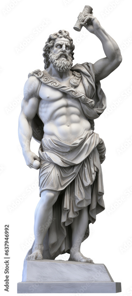 Greek marble god statue isolated on a white background, AI generated Greek marble god statue isolated on a white background, AI generated