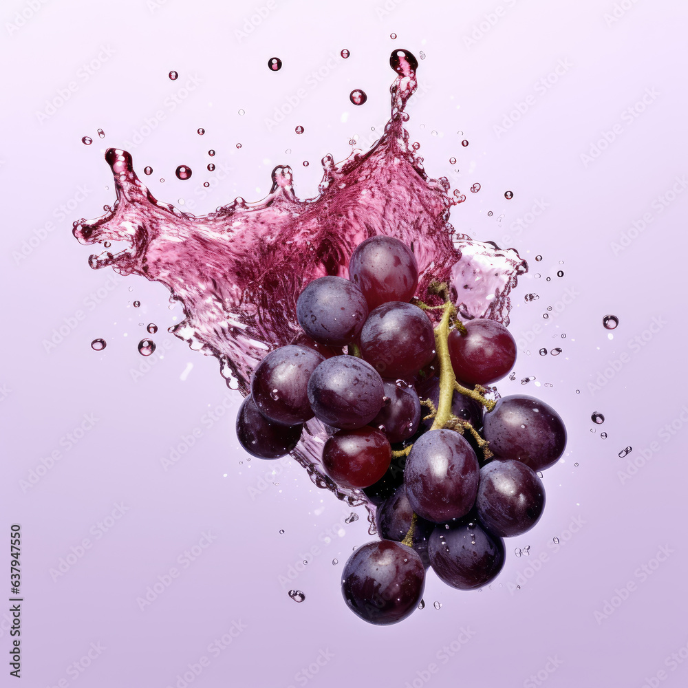 Grape with a water splash