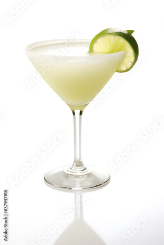 cocktail with lime isolated with white