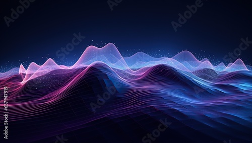A majestic wave of purple and blue sweeps across the lush nature of the mountain, inviting the viewer to explore its captivating landscape