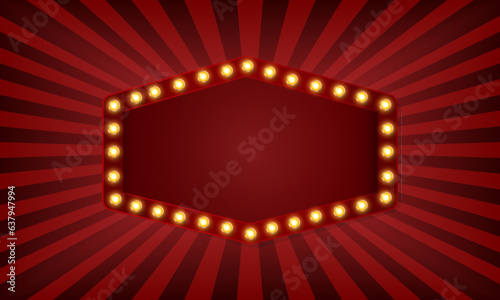 Lightbox  retro template with light bulb. banner for  casino, theater,circus, cinemas, bars or restaurants.