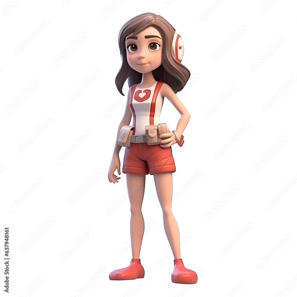 3D Render of a cartoon girl with t-shirt and shorts 3D Render of a cartoon girl with t-shirt and shorts