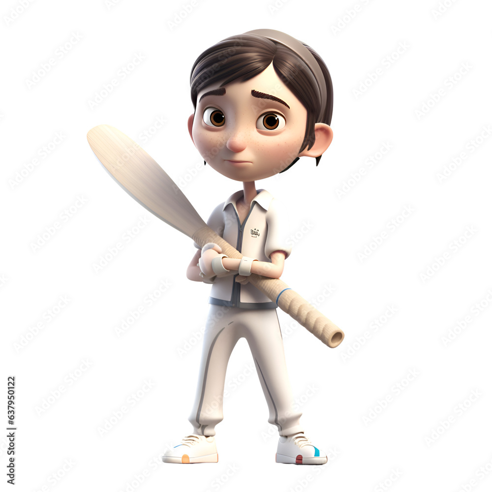 3D Render of a Little Boy with Baseball Bat on White Background 3D Render of a Little Boy with Baseball Bat on White Background