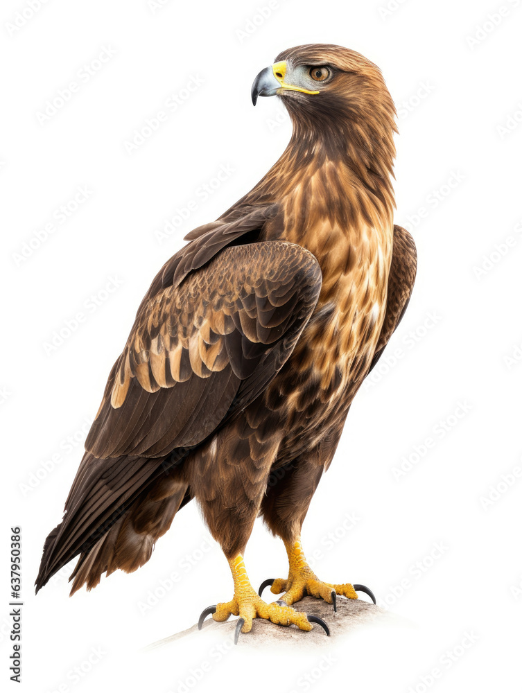Photo of a golden eagle isolated on a white background Photo of a golden eagle isolated on a white background