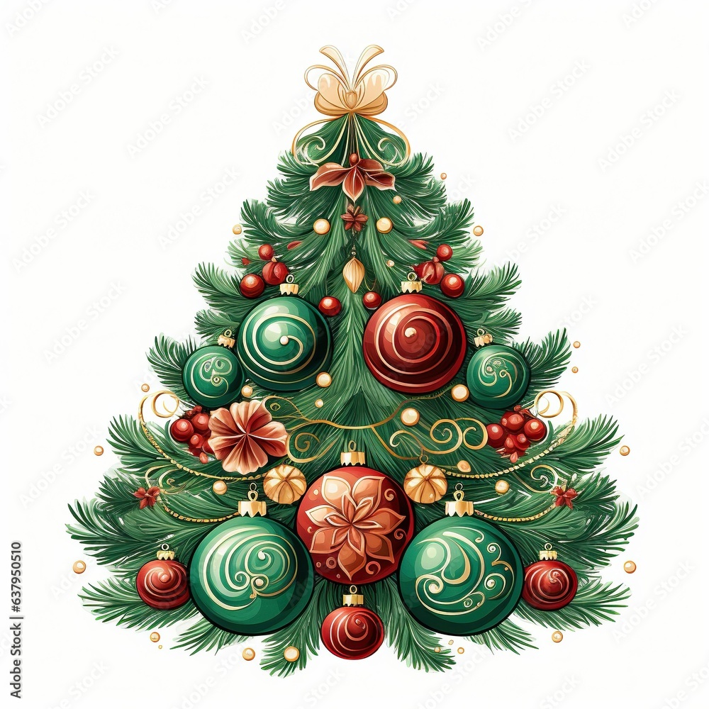 A captivating watercolor portrayal of a Christmas tree. Generative AI