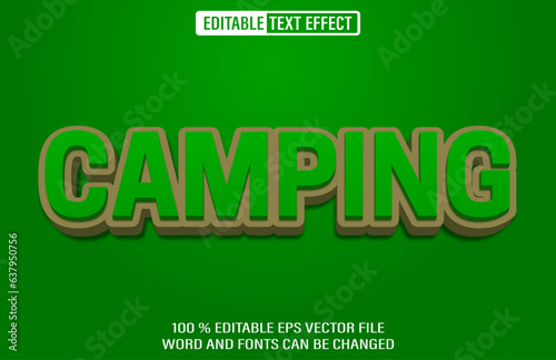 Camping editable text effect 3d style template 