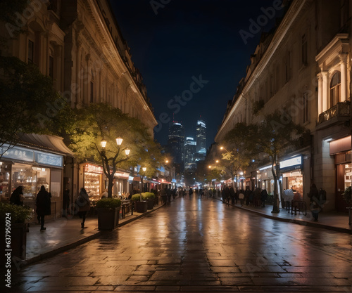 A street at night captured between a tenement house © Karolina