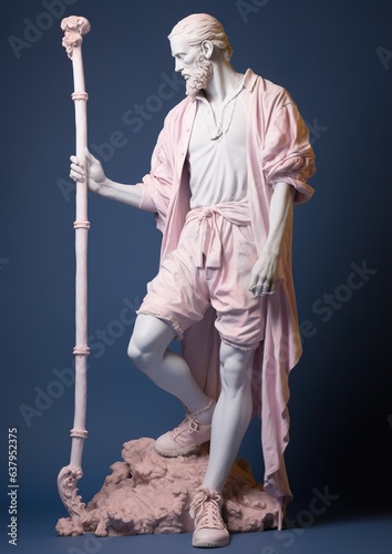 Generative ai statue of person wearing pink with cane