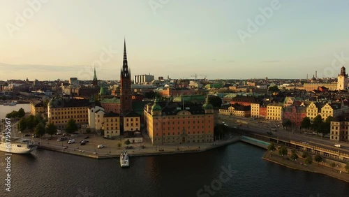 Wallpaper Mural Panorama view of Stockholm from above, old town, 4K resolution, 
30fps. Clear sky, summer evening light. Torontodigital.ca