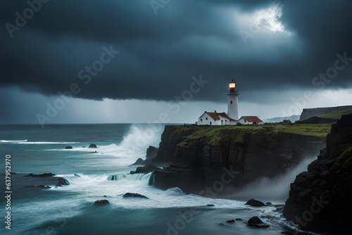 lighthouse on the coast of atlantic ocean
