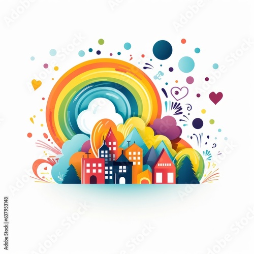 house with rainbow abstract icon