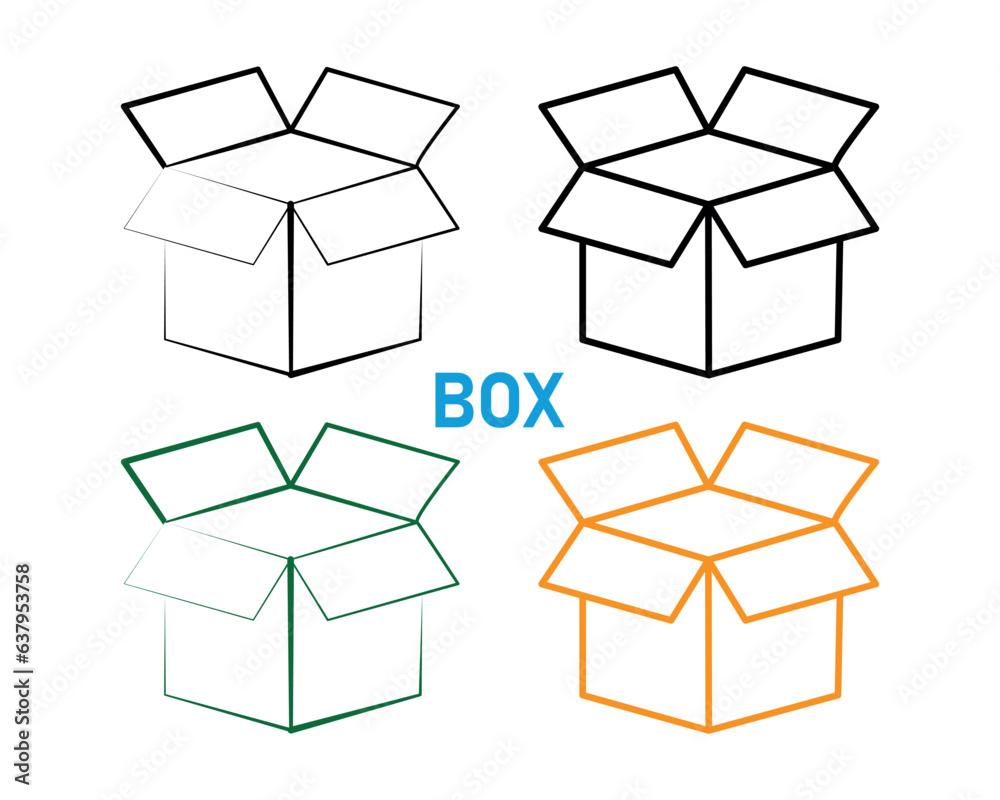 Box icon or logo in modern line style vector illustration on a white background. Box icon or logo in modern line style vector illustration on a white background.