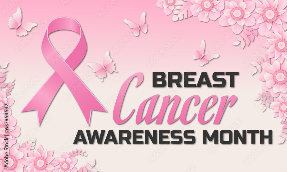 Breast cancer awareness month horizontal banner and flyer template