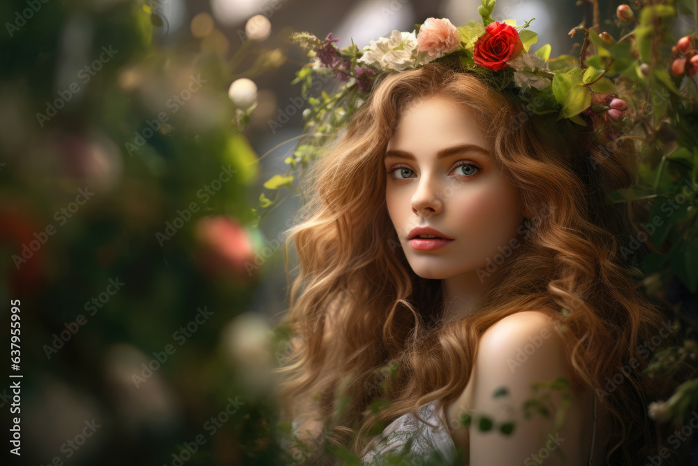 Enchanting Elegance: A Captivating Portrait of a Radiant Woman Amidst the Lush Serenity of a Botanical Garden Enchanting Elegance: A Captivating Portrait of a Radiant Woman Amidst the Lush Serenity of a Botanical Garden
