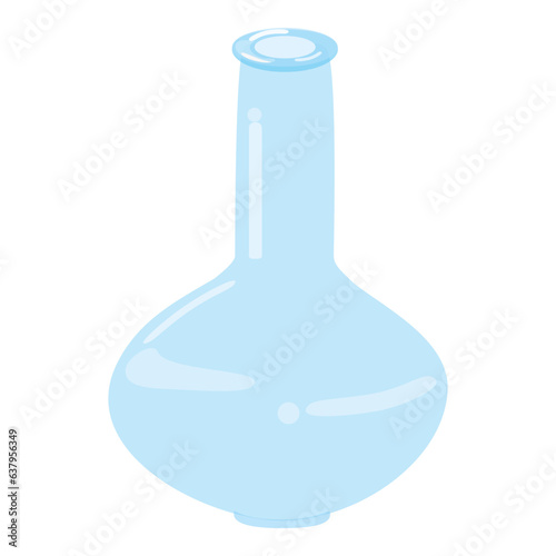 Cute transparent blue glass flower vase, jar. Isolated on white background, flat design, EPS10 vector