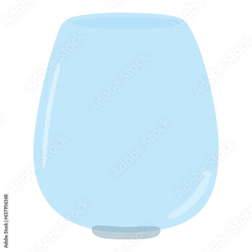 Cute transparent blue glass flower vase, jar. Isolated on white background, flat design, EPS10 vector
