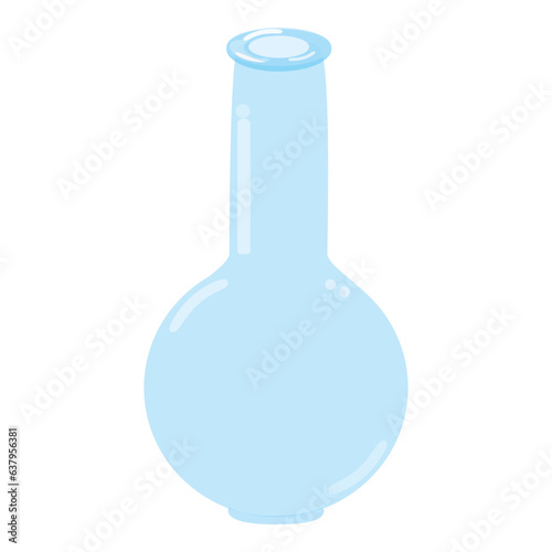 Cute transparent blue glass flower vase, jar. Isolated on white background, flat design, EPS10 vector