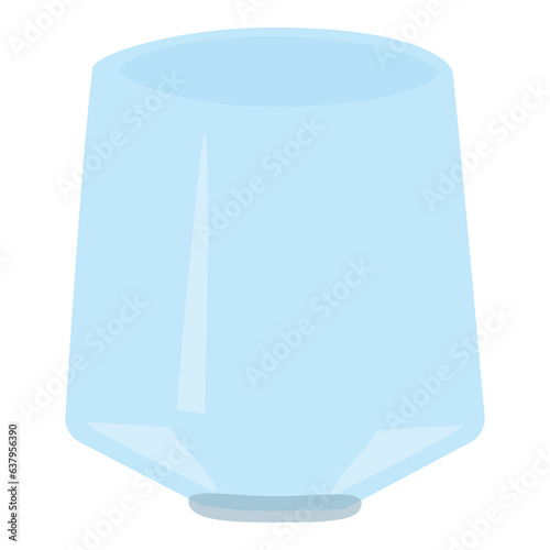 Cute transparent blue glass flower vase, jar. Isolated on white background, flat design, EPS10 vector