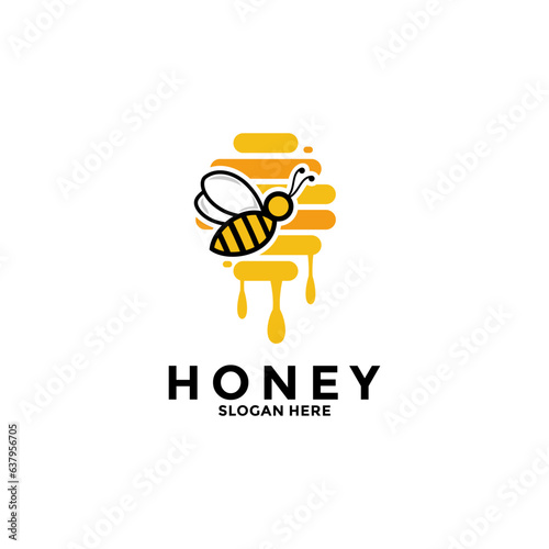Honey logo design inspiration, Honey Bee logo vector icon template