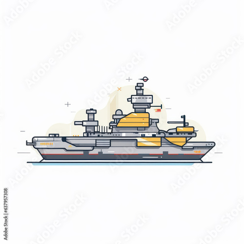 Illustration of a modern aircraft carrier. Generative AI. photo