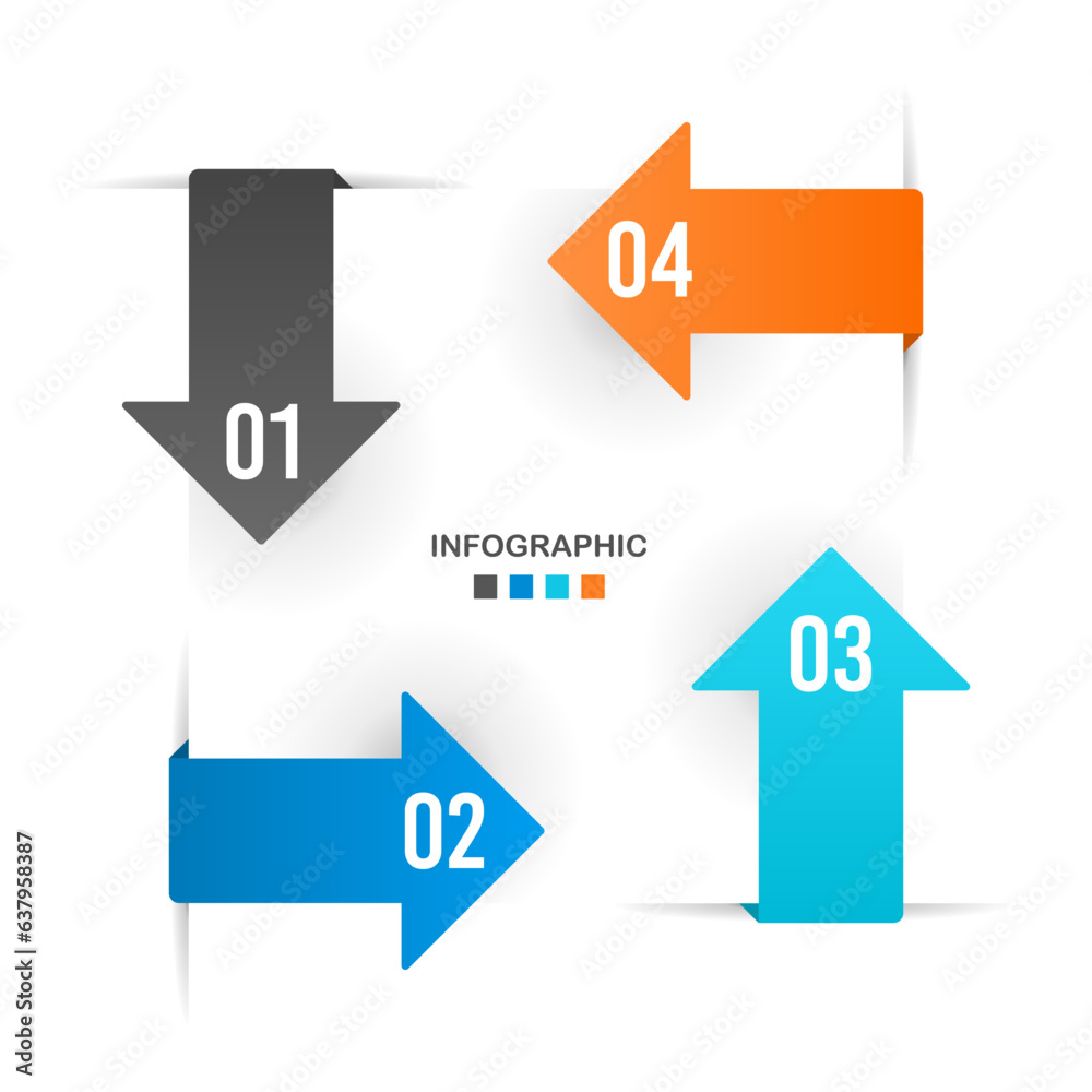 4 arrows infographic process square template. Vector illustration. 4 arrows infographic process square template. Vector illustration.