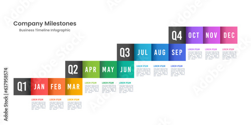 Company milestones in the Past 12 Months.  Business Presentation. Vector illustration.