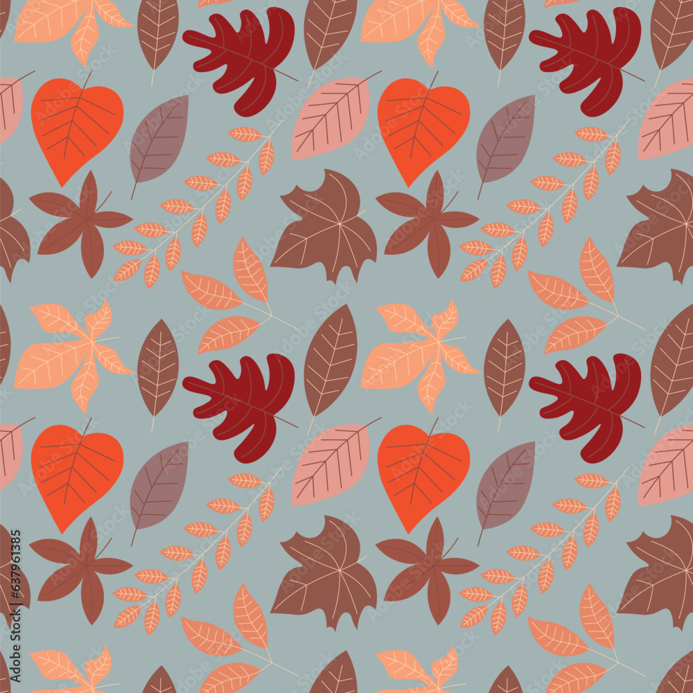 Abstract flat hand draw autumn leaves background. Vector. Abstract flat hand draw autumn leaves background. Vector.