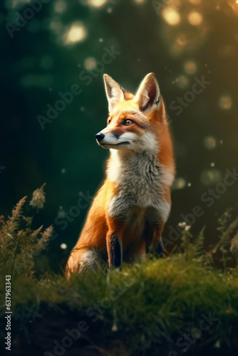 Red fox in the wild Generative AI