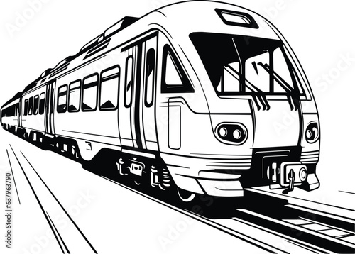 Subway Train In Motion Logo Monochrome Design Style