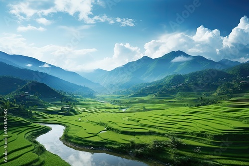 scenery wallpaper | rice field wallpaper | river wallpaper