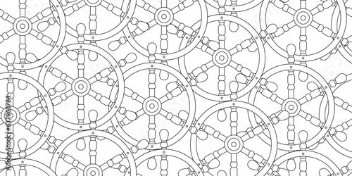 black white pile ship wheel seamless pattern