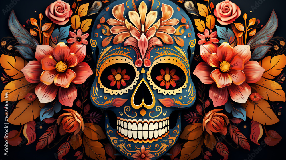 Flat cartoon Dia de muertos