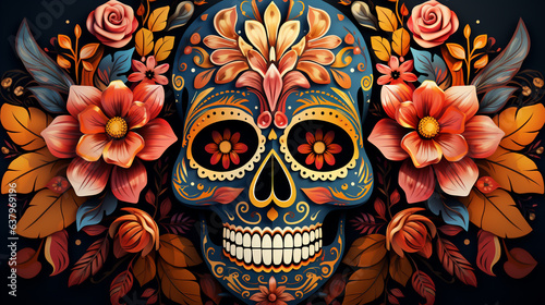 Flat cartoon Dia de muertos