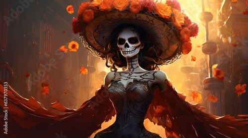 la catrina jovial skeleton death goddess dnd. Generative AI