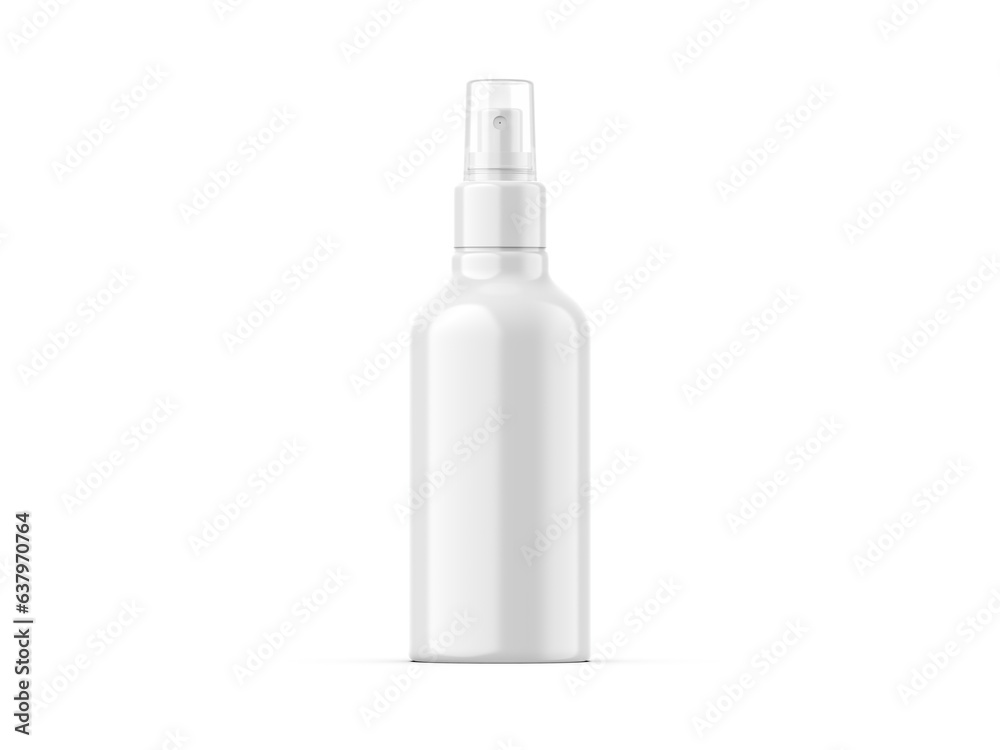 Plastic spray bottle mockup template on isolated white background, 3d illustration Plastic spray bottle mockup template on isolated white background, 3d illustration